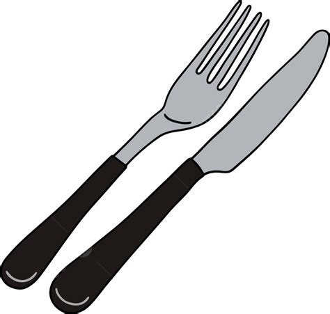 Fork And Knife With Black Handle Black Dish Food Vector Black Dish Food Png And Vector With