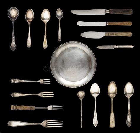 Vintage Spoons Fork And Knife Stock Image Image Of Menu Steel 27931837