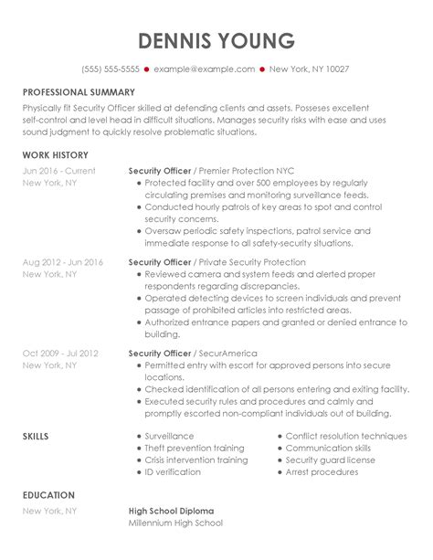 Security Officer Resume Examples