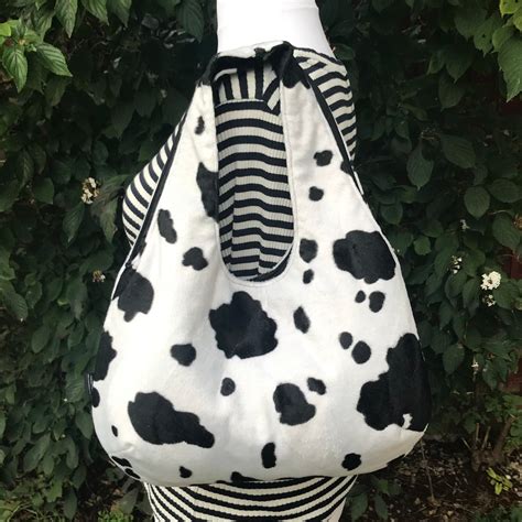 Hobo Round Handbag In Cow Print Faux Fur Etsy Uk