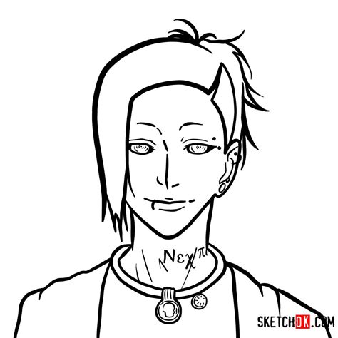 How To Draw Utas Face Tokyo Ghoul Sketchok Easy Drawing Guides