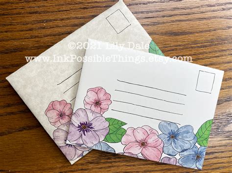Floral Digital Envelope Template Made To Print At Home Penpal Etsy