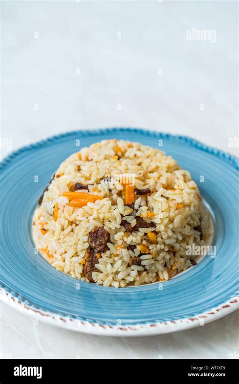 Uzbek Pilaf Rice With Meat Carrot And Onion Pilav Traditional Food