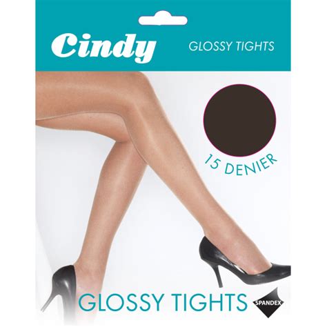Cindy Dam Dam 15 Denier Glossy Tights 1 Par Medium 5f Barely Black