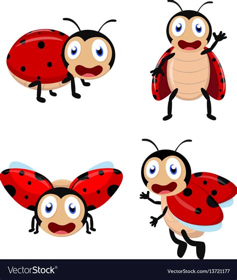 cute ladybug cartoon cartoon collection set vector image