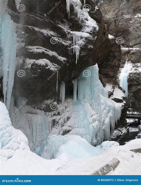 Frozen Waterfalls Chegem Waterfalls Russia Stock Photo Image Of