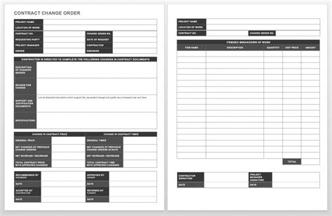complete collection   change order forms smartsheet
