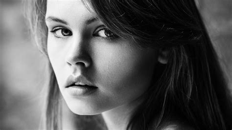 Women Model Anastasia Scheglova Monochrome Face Wallpaper Girls Wallpaper Better