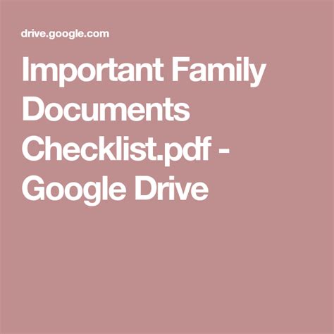 Important Family Documents Checklist.pdf - Google Drive | Documents, Google drive, Family