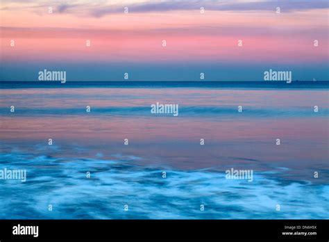 Pink Twilight Reflecting On The Sea At Saltburn By The Sea Redcar And