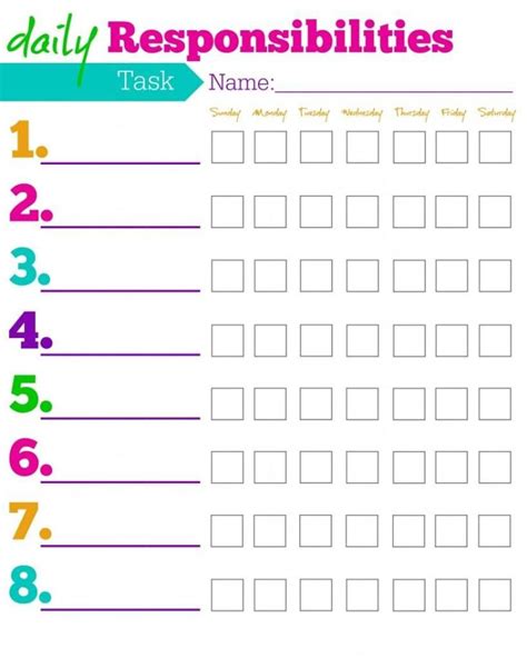 Chore Chart For 5 Year Old Boy Printable Chart