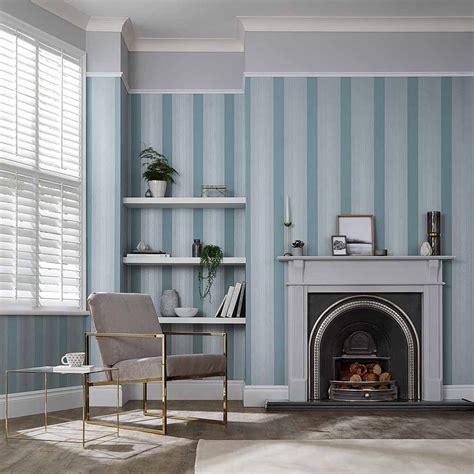 Lagom Stripe By Graham And Brown Deep Sky Wallpaper Wallpaper Direct
