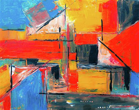 Red Blue And Yellow Geometric Abstract Painting By Steve