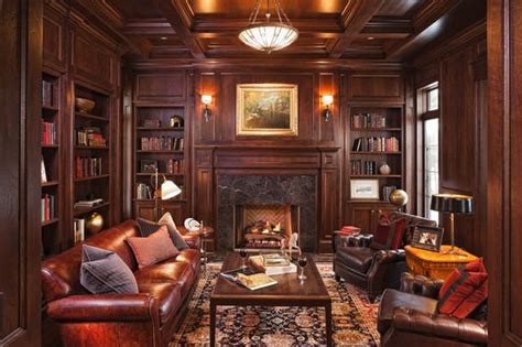 The Den Makes A Comeback Classic Home Library Design Traditional