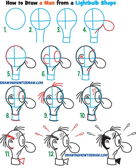 Learn How To Draw Cartoon Men Characters Faces From Household Objects