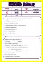 english teaching worksheets reflexive pronouns
