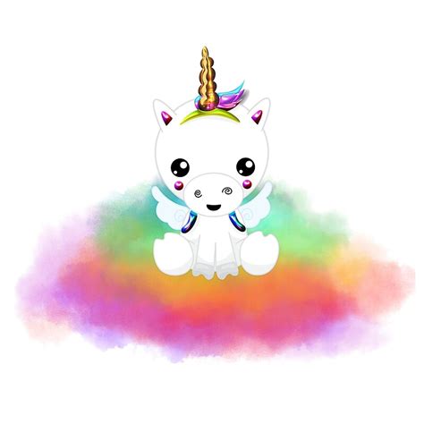 Cute Baby Unicorn On Rainbow Cloud By Graphicallusion Redbubble