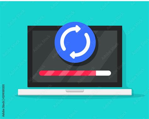 Laptop With Loading Icon And Updating Progress Bar Vector Symbol Flat