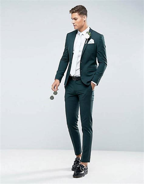 Asos Wedding Skinny Suit In Forest Green Asos