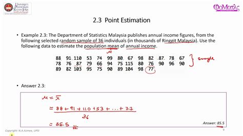 Example And Solution For Point Estimation For Population Mean And