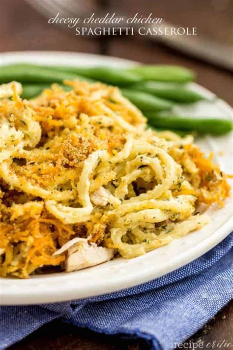 Cook spaghetti in same chicken broth until al dente. Cheesy Cheddar Chicken Spaghetti Casserole | The Recipe Critic