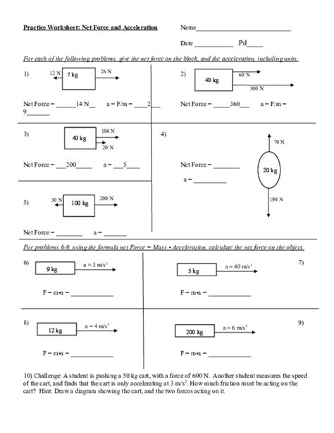20 Net Force And Acceleration Worksheet Answers Key Worksheets Decoomo