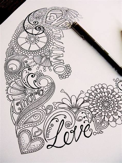 Love Drawing And Heart Image Zentangle Patterns Pencil Drawing