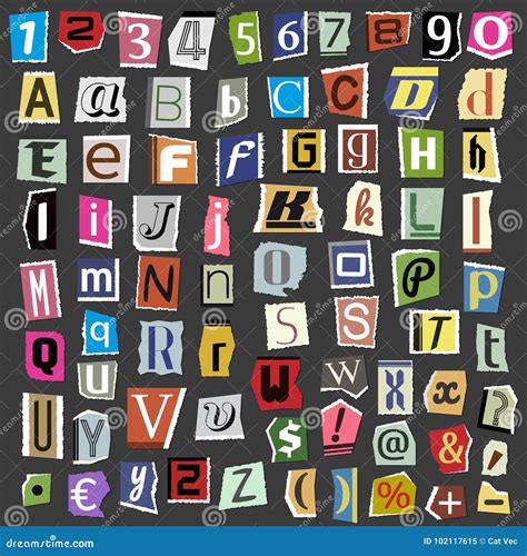 Vector Collage Alphabet Letters Made From Newspaper Magazine Abc Paper