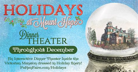The package holiday for newly weds includes flights, transfer to the hotel and back to the airport,.…. Holidays at Mount Hope | Dinner Theater at Mount Hope Mansion