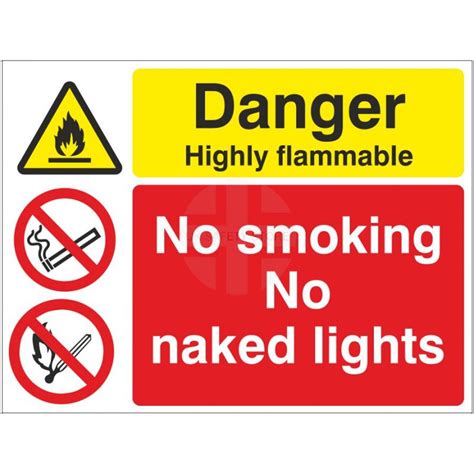 Danger Highly Flammable No Smoking No Naked Lights Sign Uk Safety St