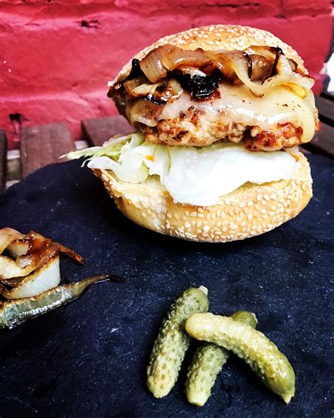 Chorizo Pork Burgers With Grilled Honey Onions And Manchego Recipe