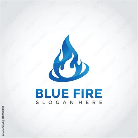 Blue Fire Logo Design Vector Illustrator Eps 10 Stock Vector Adobe