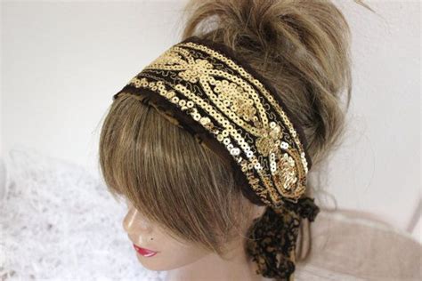 Gold Headband Gold Processing Headband Sequin Headband Etsy Sequin
