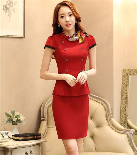 Novelty Red Slim Fashion Professional Career Work Suits With Jackets