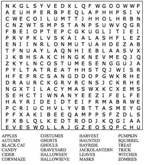 Printable Word Search October