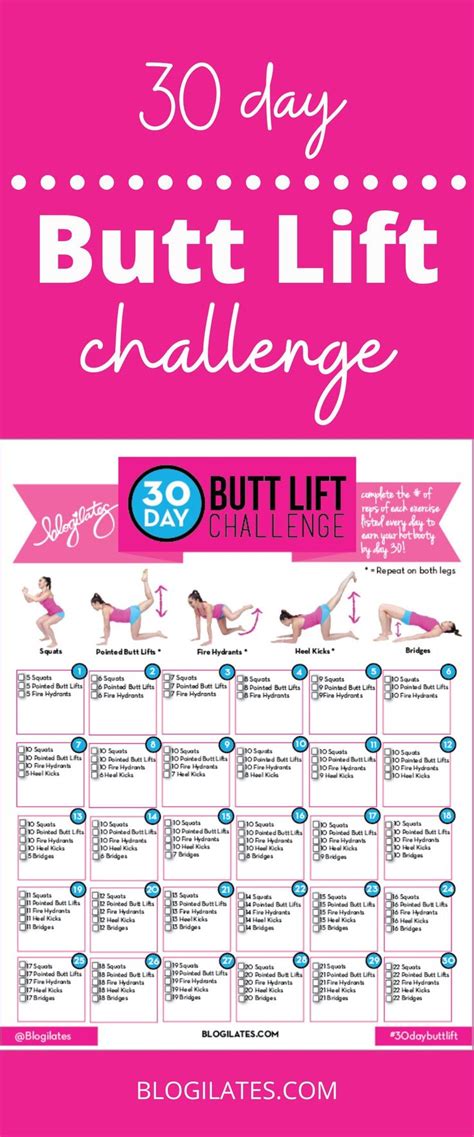 30 Day Butt Lift Challenge Blogilates Butt Workout Challenge Workout Challenge Beginner