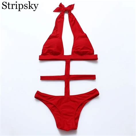 stripsky sexy women cut out strappy one piece swimwear bathing suit vintage monokini bandage one