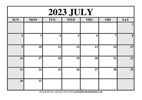 July 2023 Calendar Printable Templates In Pdf Word Excel Printable