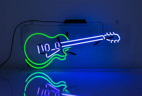 Guitar Blue Green And Violet Neon Medium Kemp London Bespoke