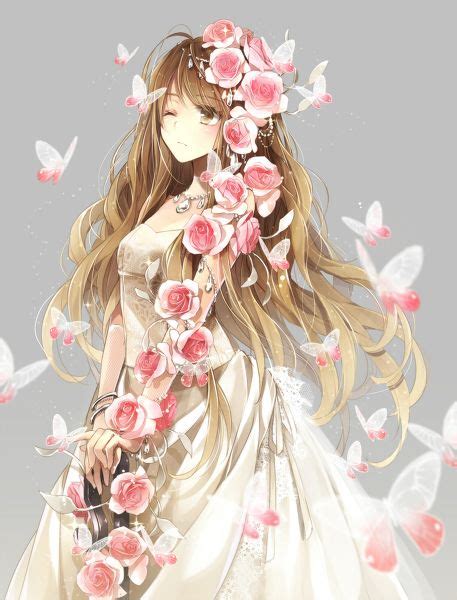 Anime Girl With Flowers Anime Pinterest Beautiful Anime Art