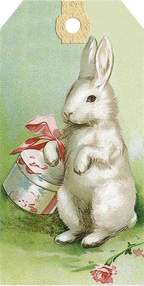 Vintage Easter Bunny Tags Free Printables Vintage Easter Cards