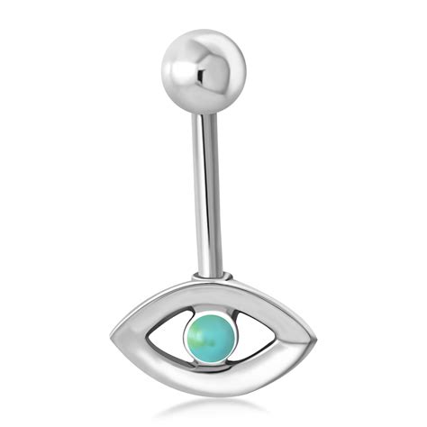 Belly Rings Evil Eye Belly Button Silver Navel Ring F441