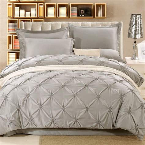 Pintuck Duvet Cover Set Double Size Pinch Pleat Bedding Quilt Cover With Zipper Closure For Home