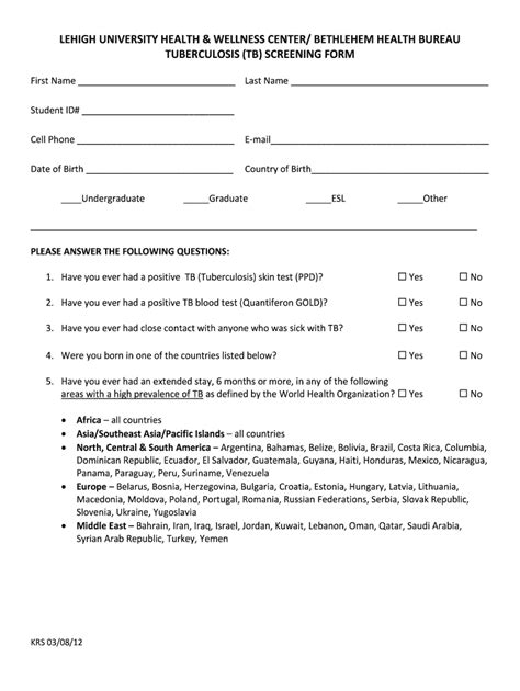 Tb Screening Form For Healthcare Workers Fill Out Sign Online Dochub