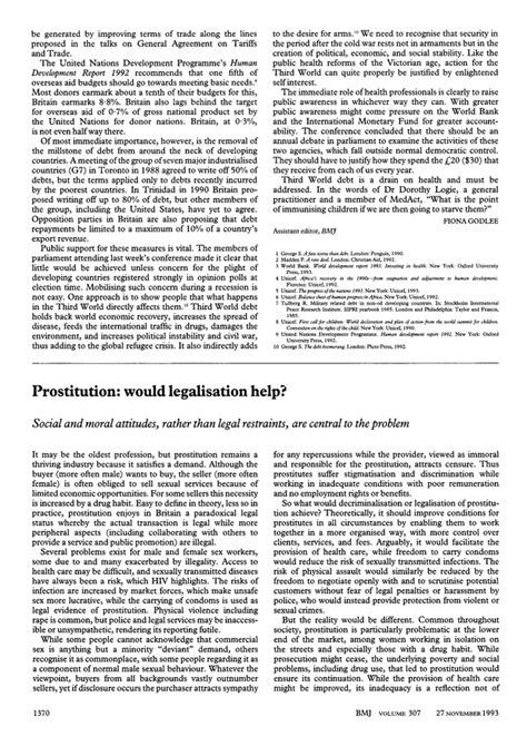 Prostitution Would Legalisation Help The Bmj
