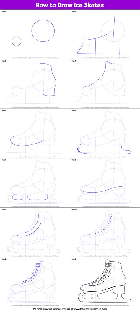 How To Draw Ice Skates Printable Step By Step Drawing Sheet