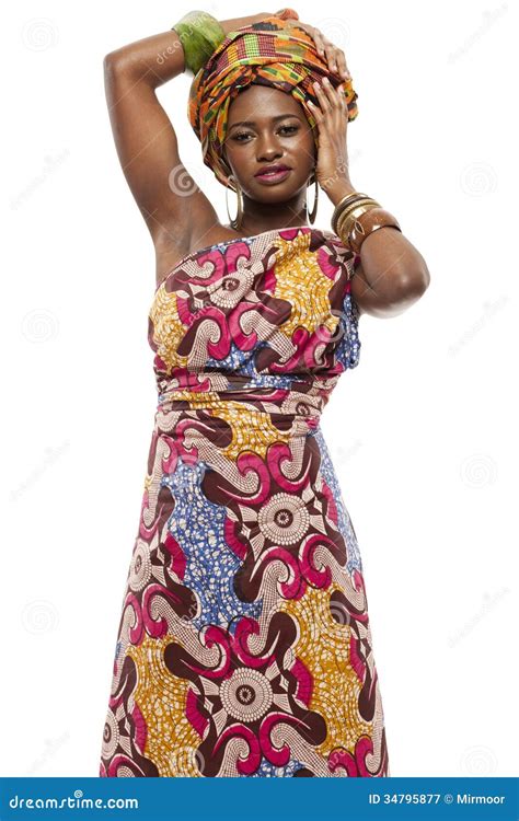 Beautiful African Fashion Model In Traditional Dress Stock Image