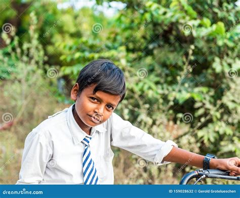 Puttaparthi India November 29 2018 Indian Boy In School Uniform