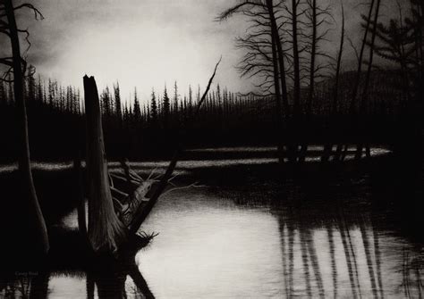 Scenic Landscape Charcoal Drawing By Caseynealartwork On