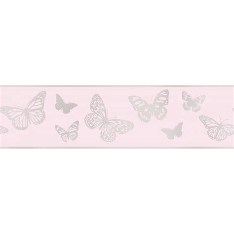 Fine Decor Glitz Butterfly Glitter Wallpaper Border Pink